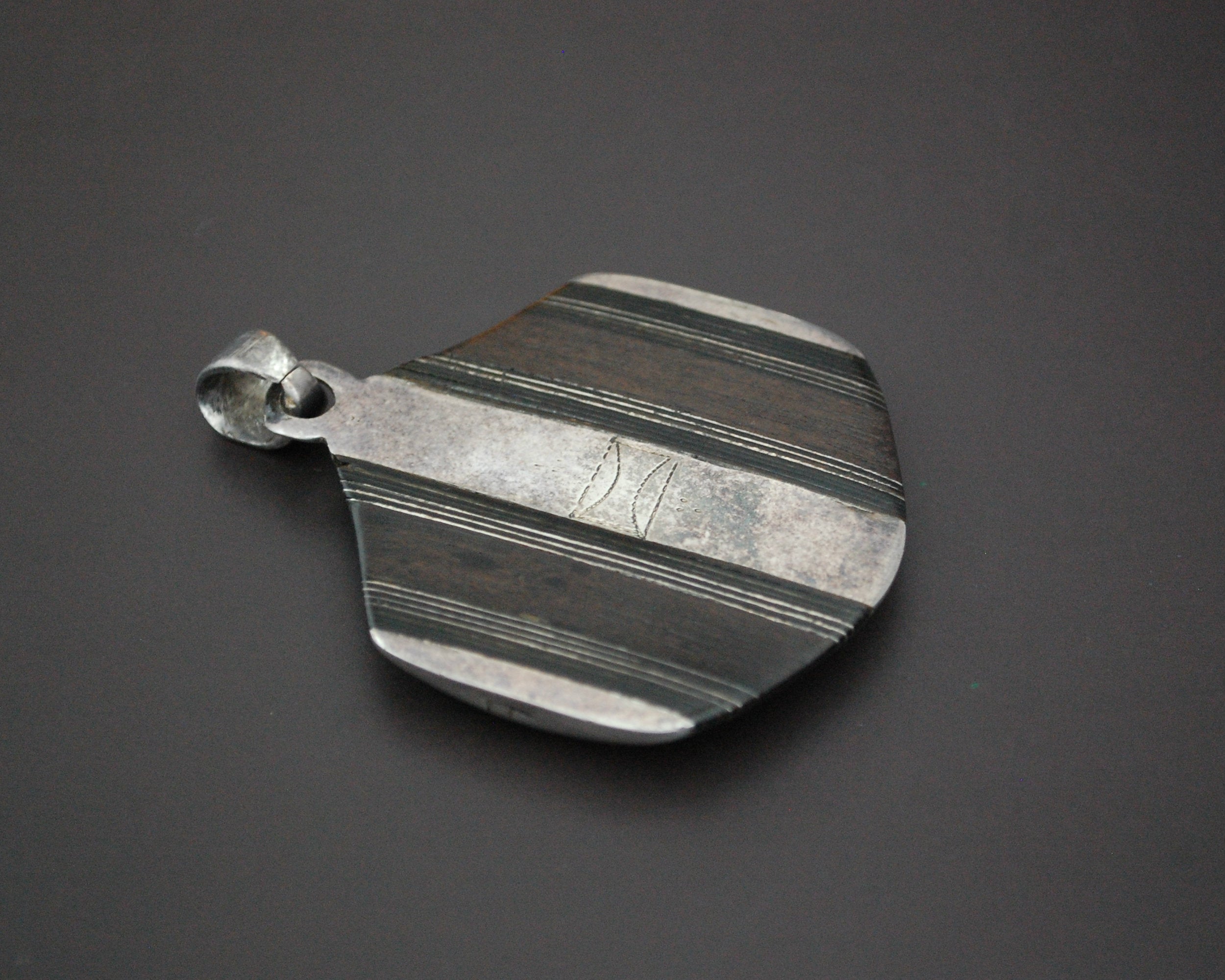 Tuareg Silver Ebony Pendant - LARGE