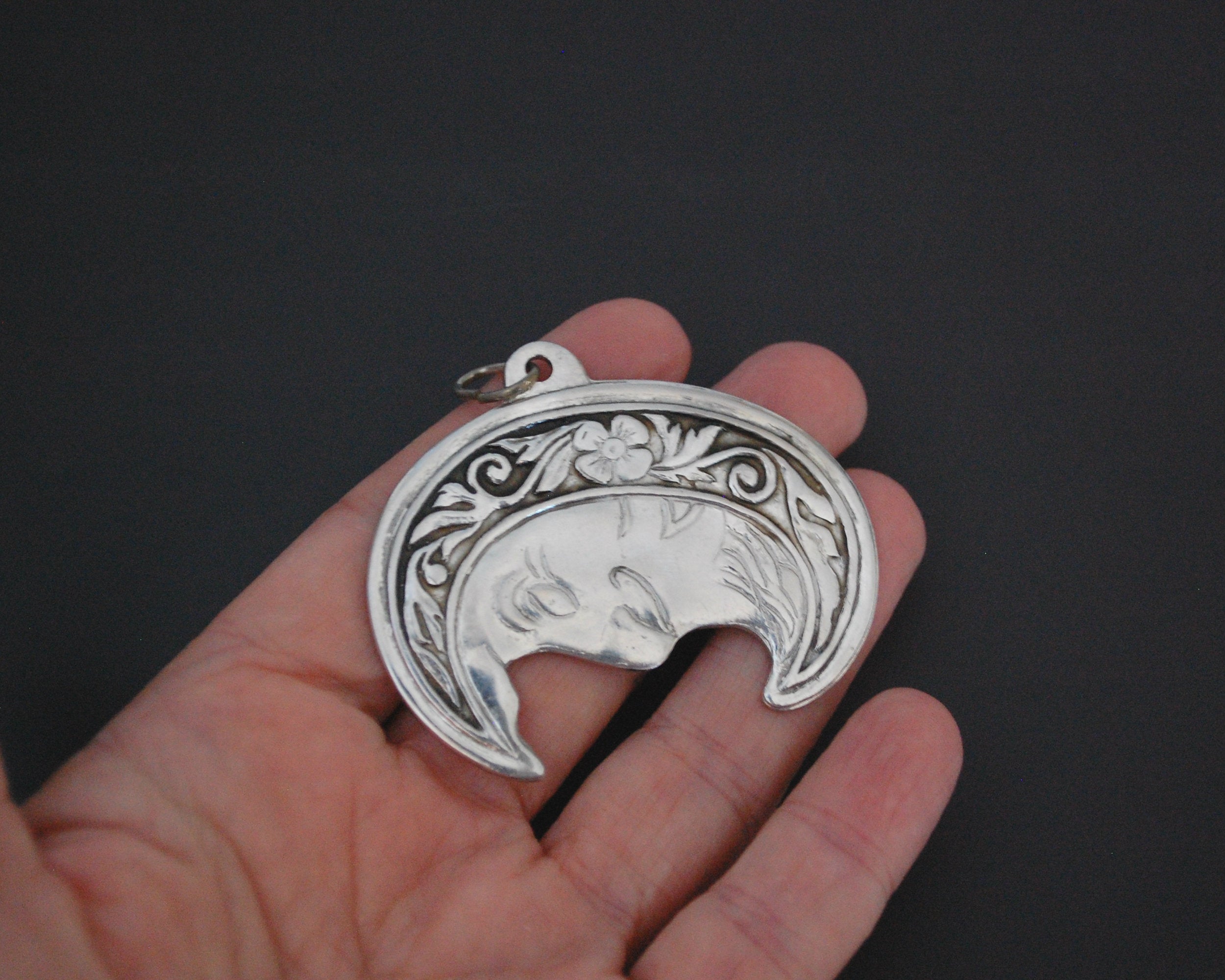 Man in the Moon - Crescent Moon Pendant