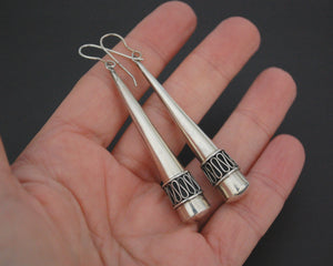 Silver Cone Dangle Earrings