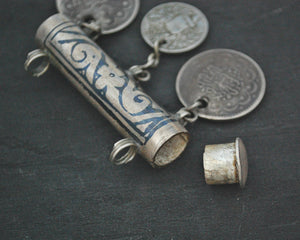 Antique Ottoman Niello Pendant with Coins