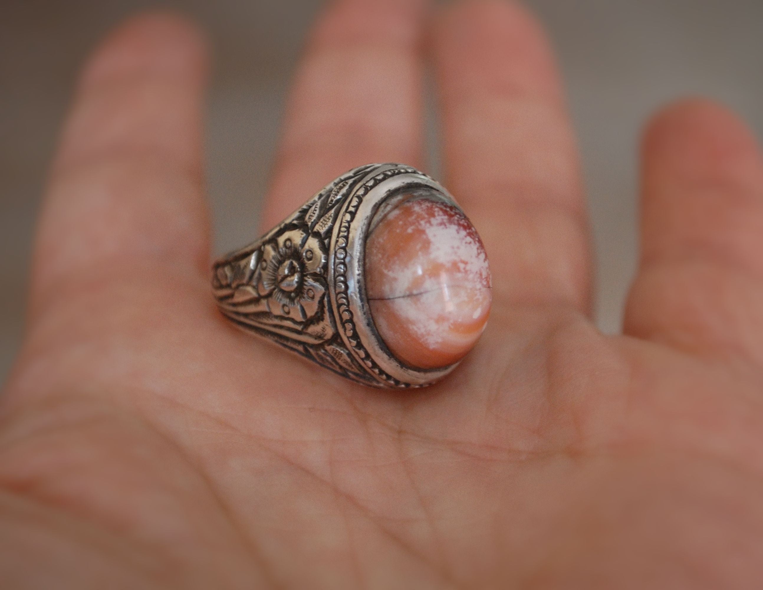 Old Afghan Agate Ring - Size 11