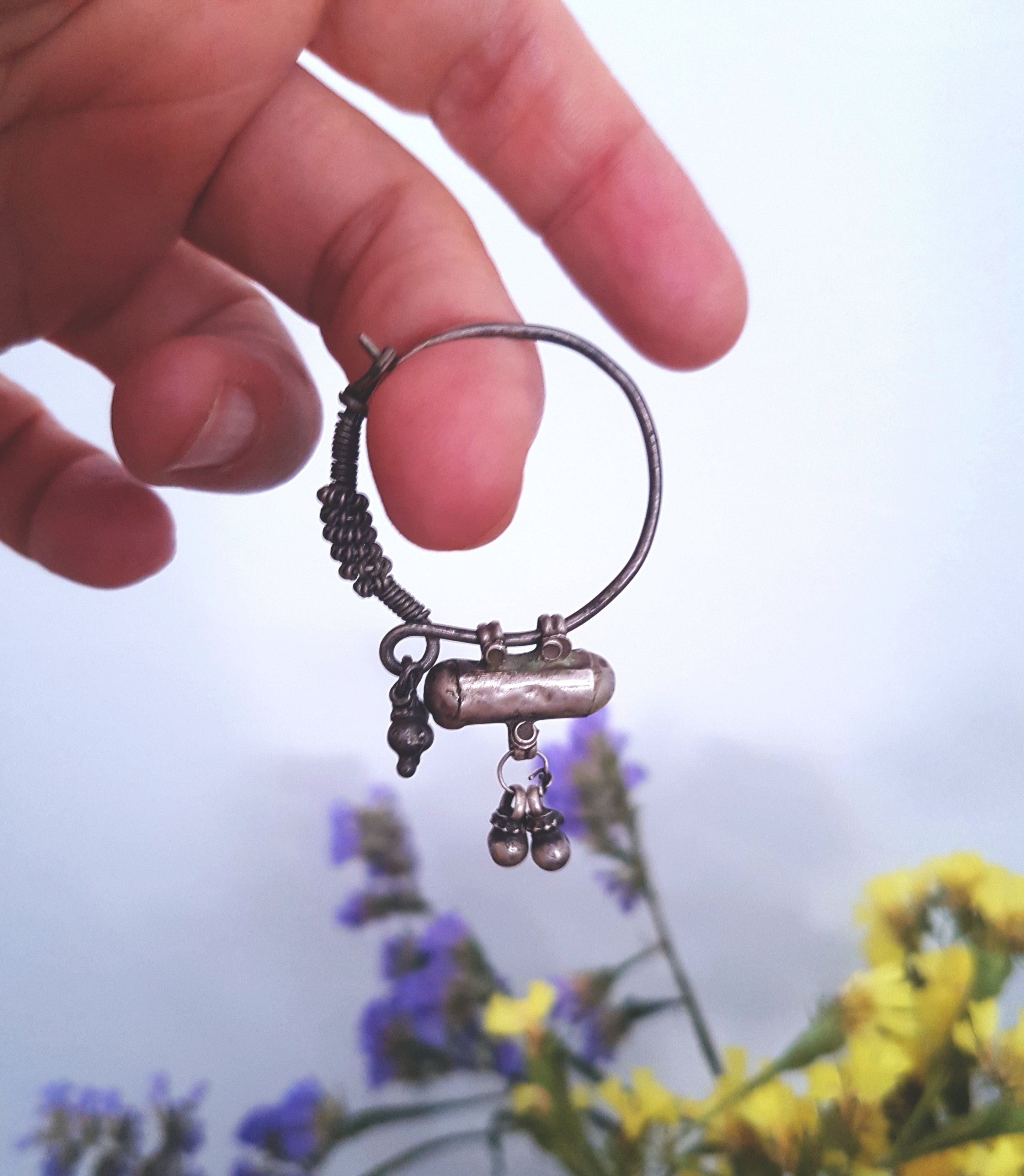 Tribal Indian Hoop Earrings with Taviz
