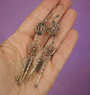 Old Miao Chinese Silver Earrings