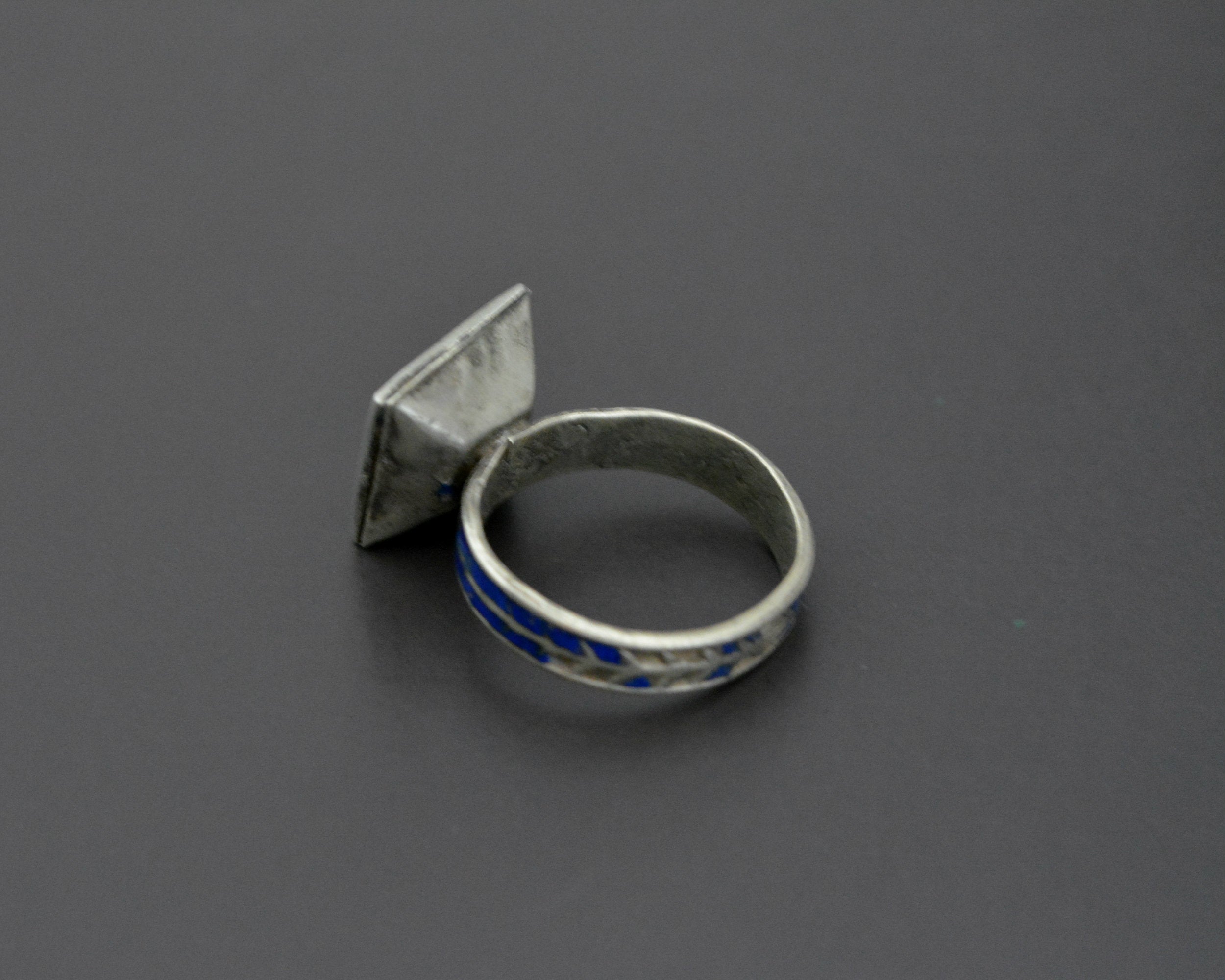 Multan Enamel Silver Ring - Size 7.5