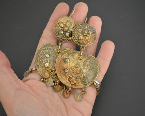 Huge Rajasthani Silver Gilded Dangle Earrings