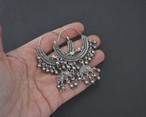 Bold Rajasthani Silver Hoop Earrings with Bells