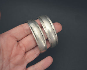 Pair Turkmen Silver Cuff Bracelets