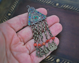 Antique Tunisian Gilded Pendant with Enamel