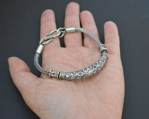 Bali Braided Snake Chain Bracelet with Silver Parts - Sterling Silver