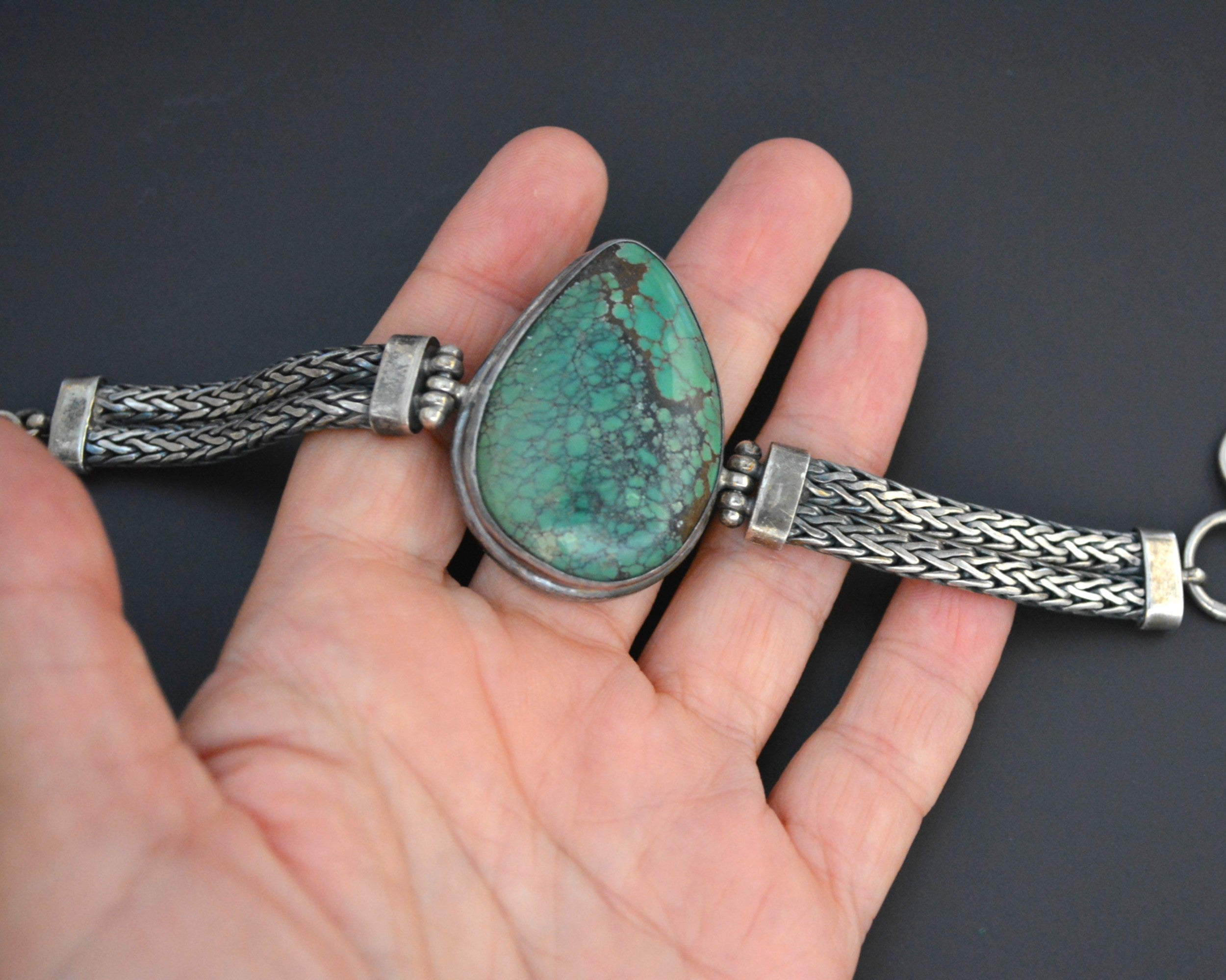 Reserved for S. - Turquoise Silver Snake Chain Bracelet