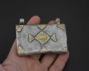 Large Omani Silver Gilded Hirz Amulet Pendant