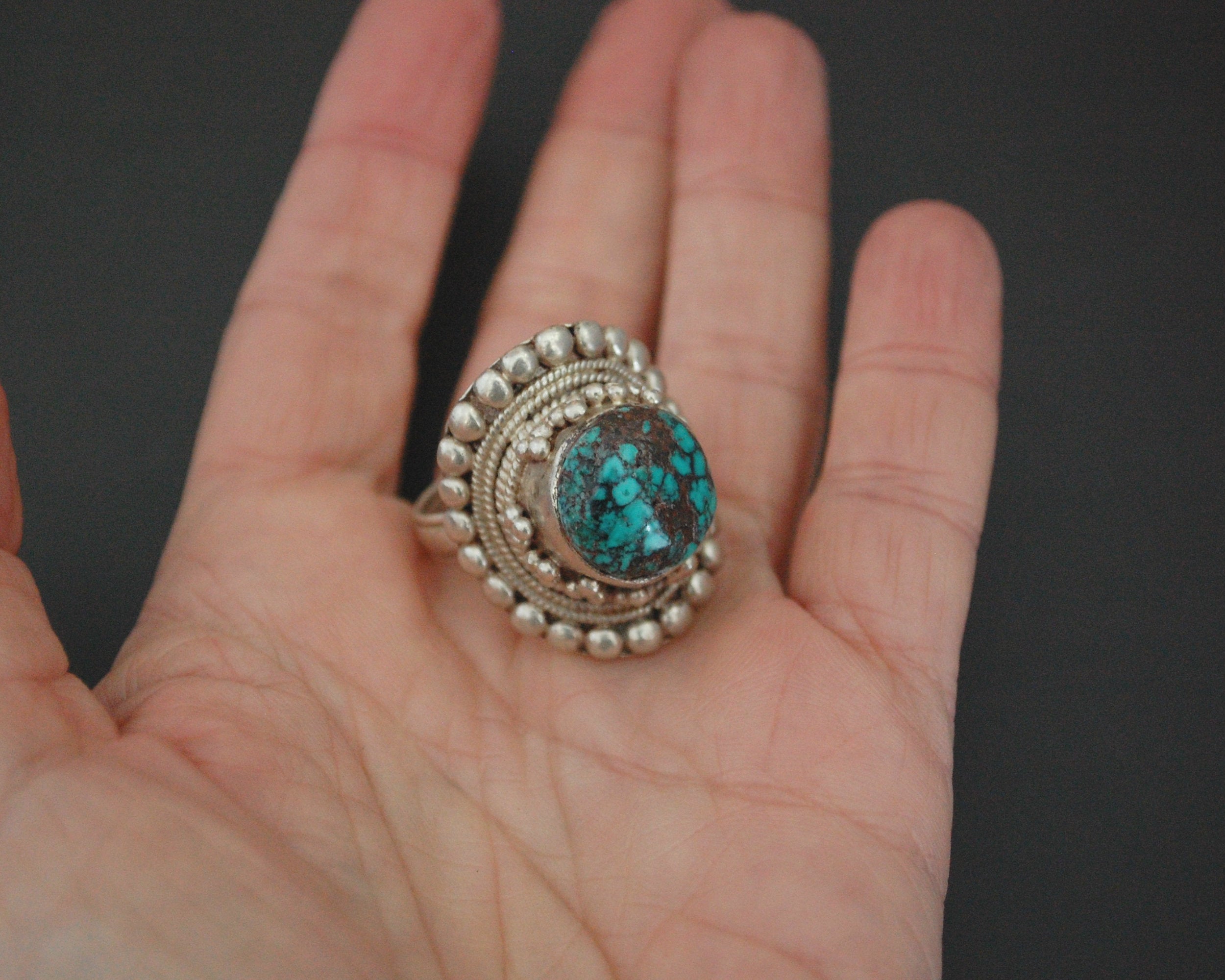 Large Nepali Turquoise Ring - Size 10.5
