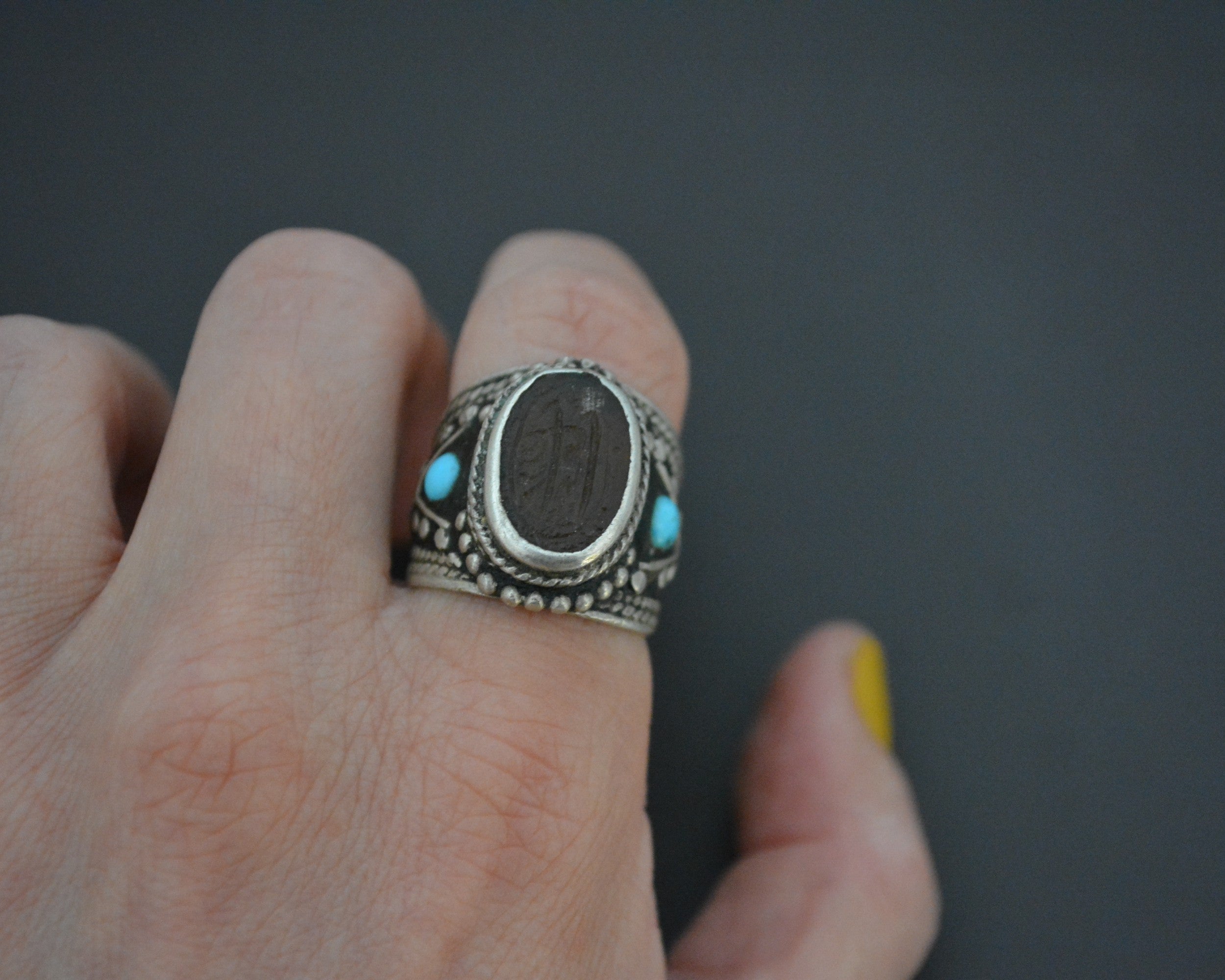 Afghani Arabic Writing Carnelian Ring - Size 8