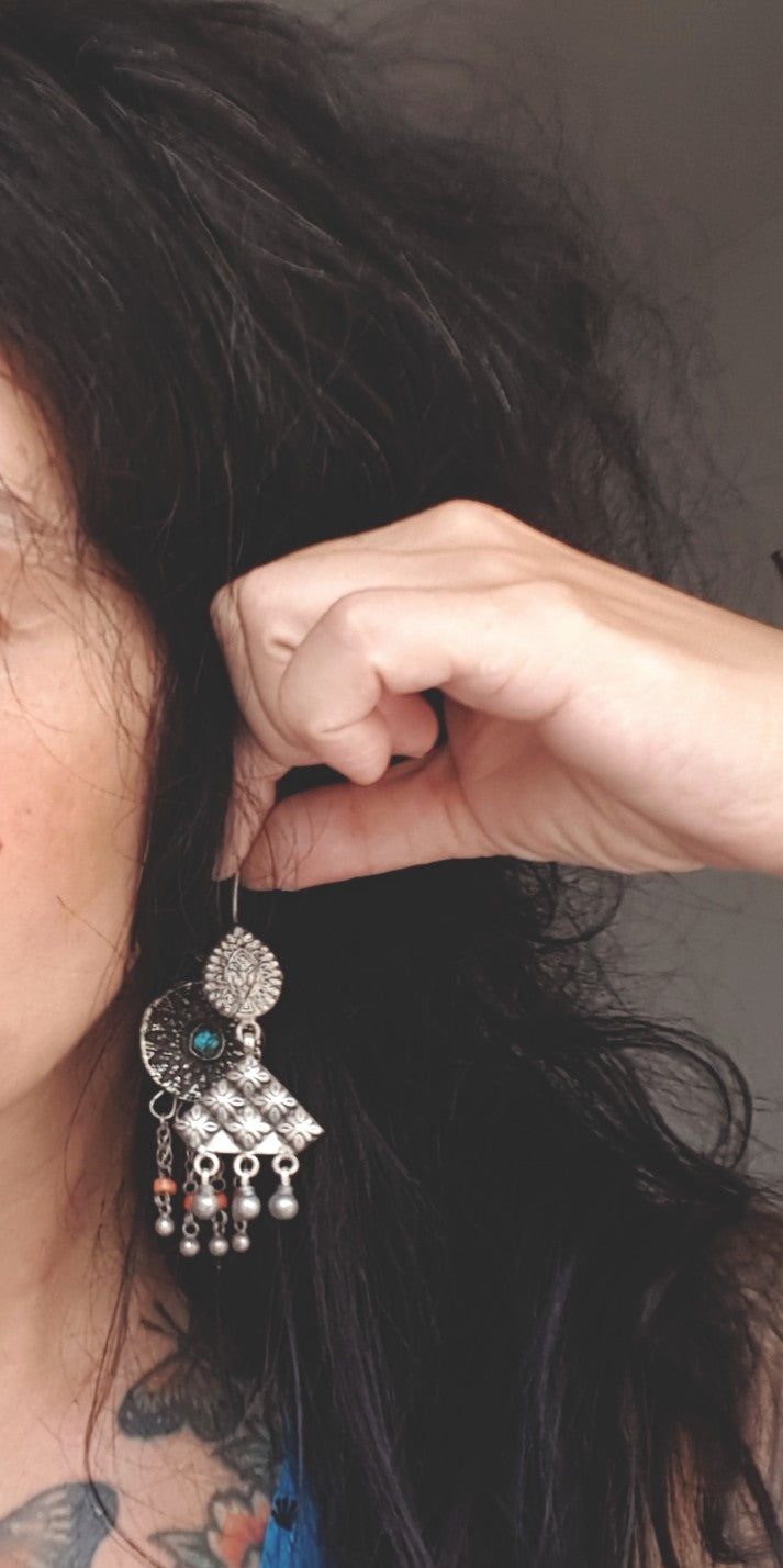 Rajasthani Silver Earrings with Bells