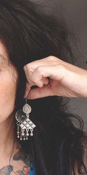 Rajasthani Silver Earrings with Bells