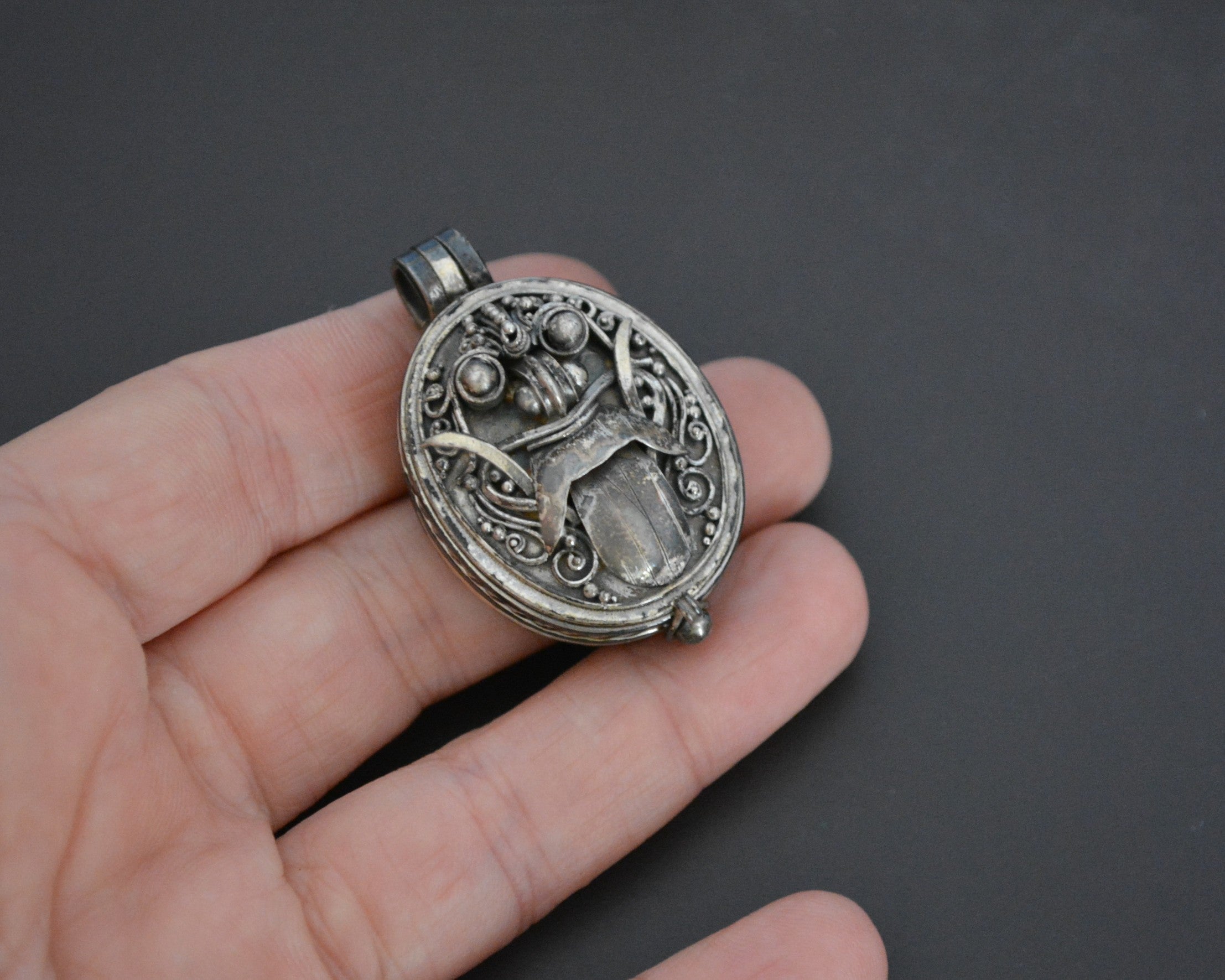 Old Silver Barong Locket Pendant from Bali