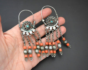 Uzbek Coral Hoop Earrings