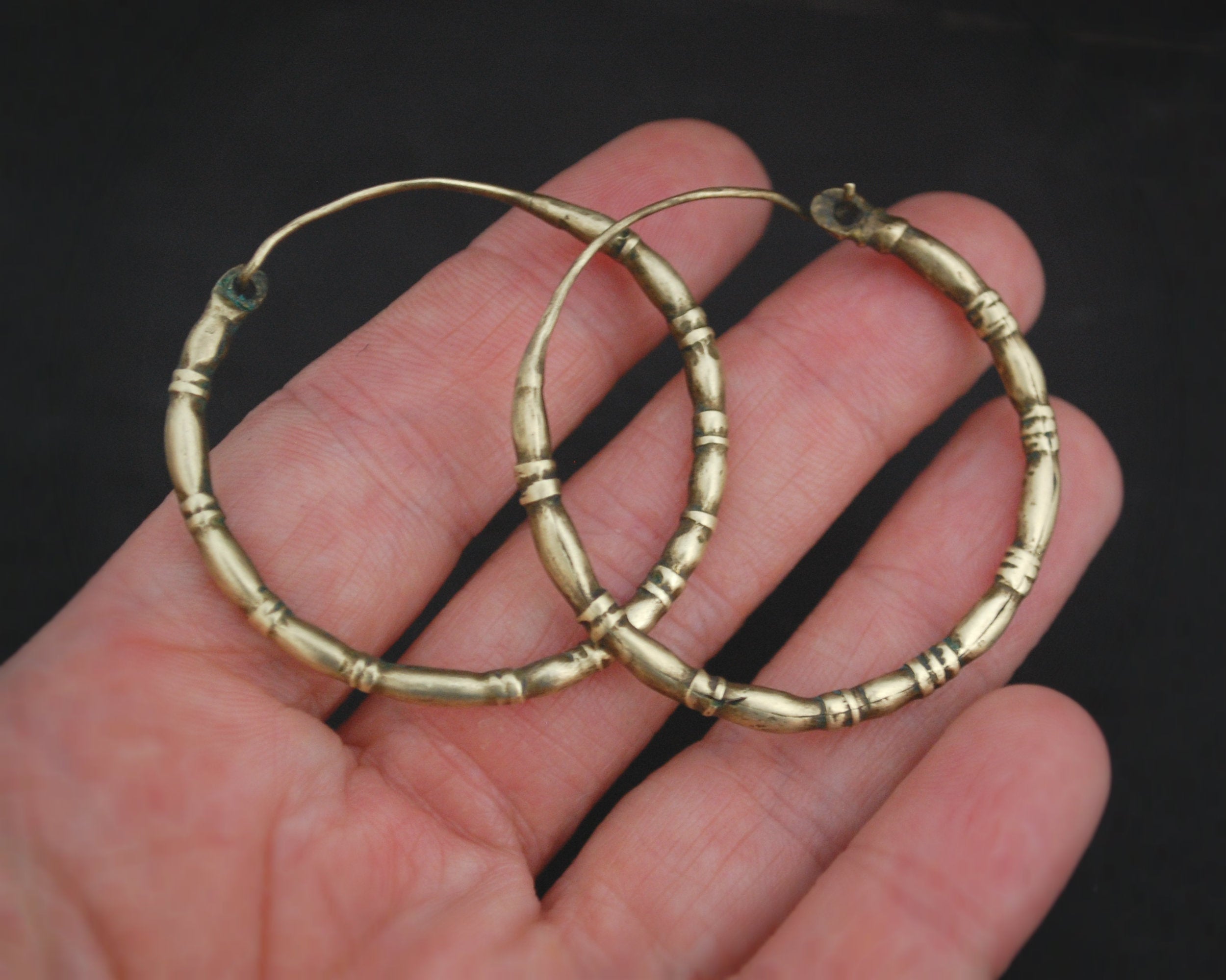 Ethnic Brass Hoop Earrings from India