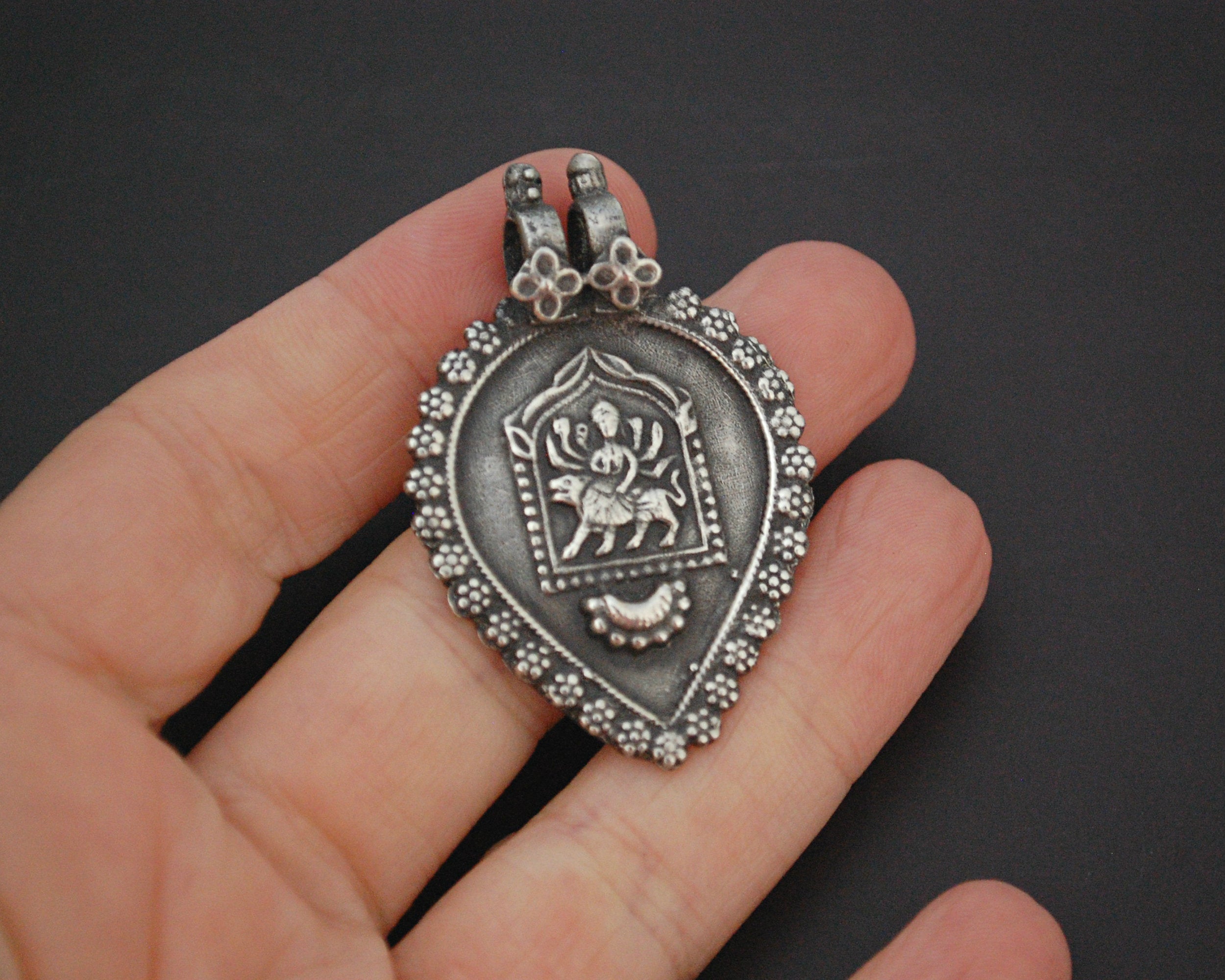 Vintage Hindu Durga Amulet Pendant