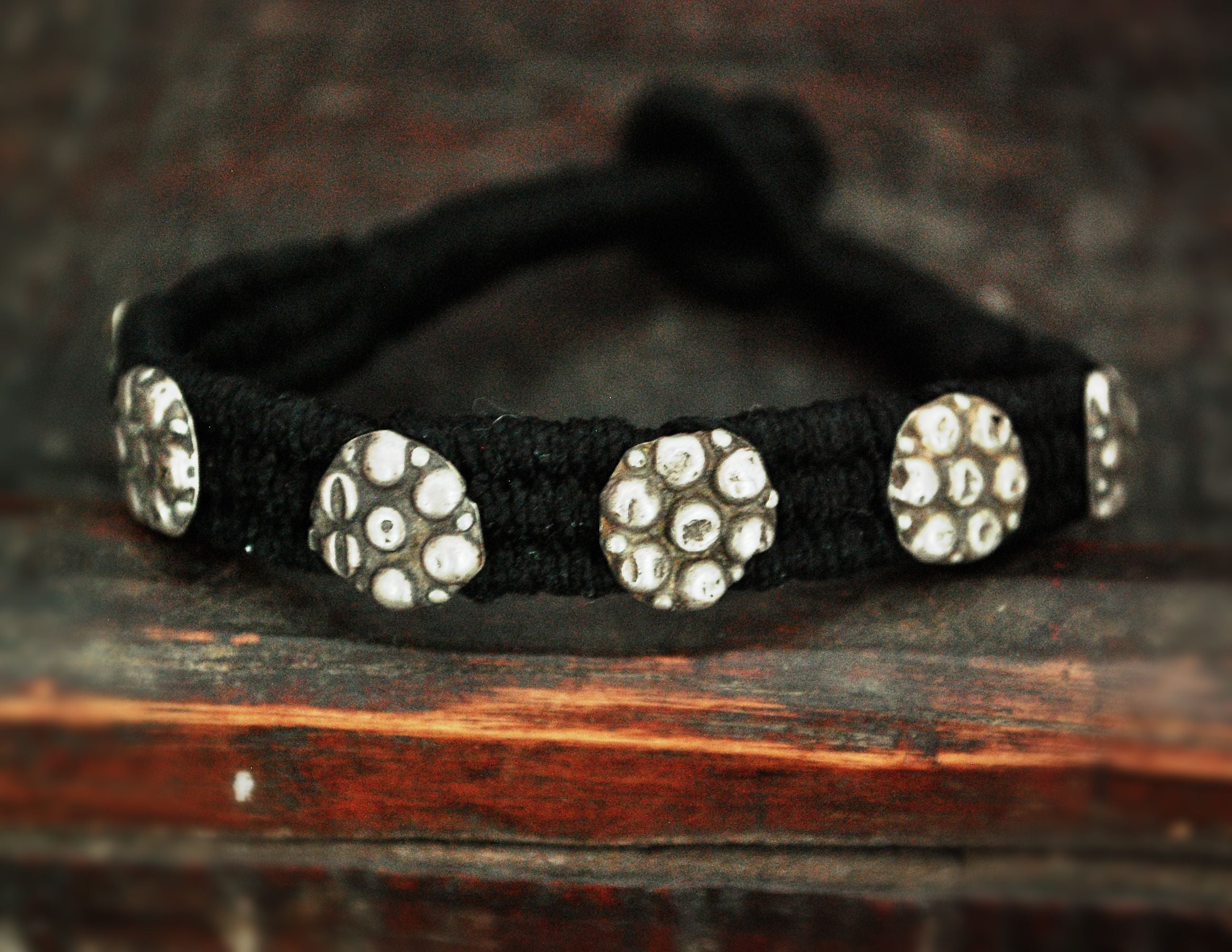Tribal Rajasthani Cotton Bracelet with Silver Buttons