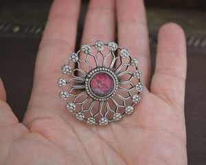 Pashtun Ring with Red Glass - Size 8.5
