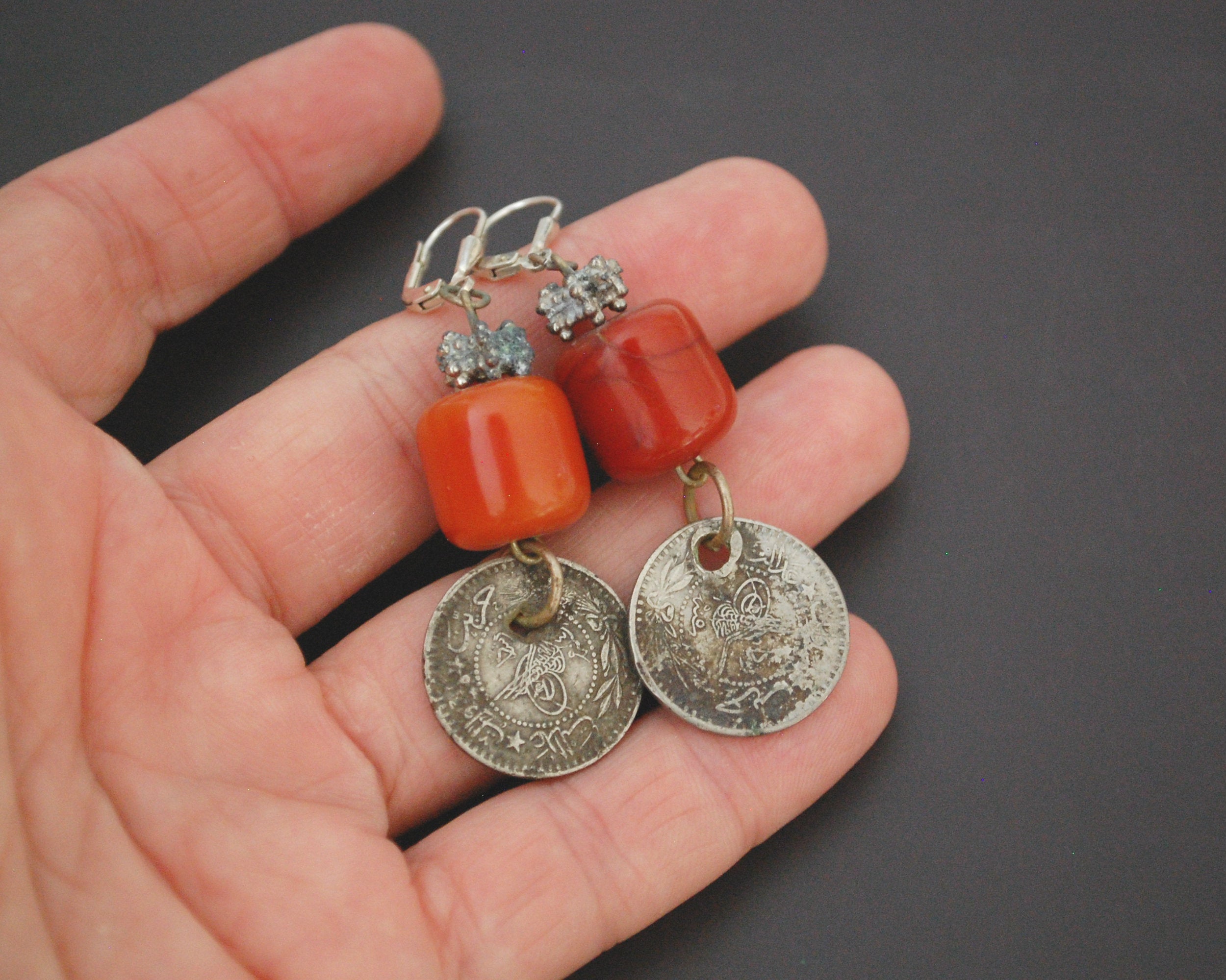Bedouin Coin Resin Dangle Earrings