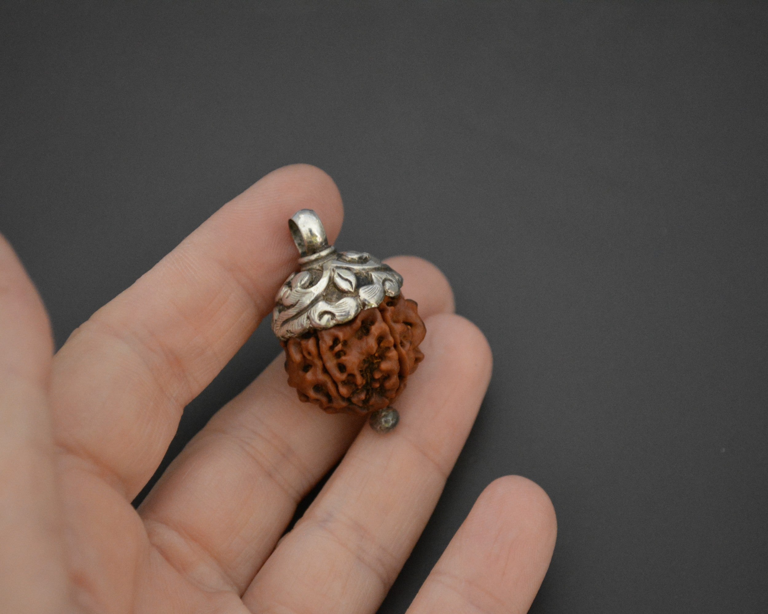 Rudraksha Bead Pendant with Silver Cap