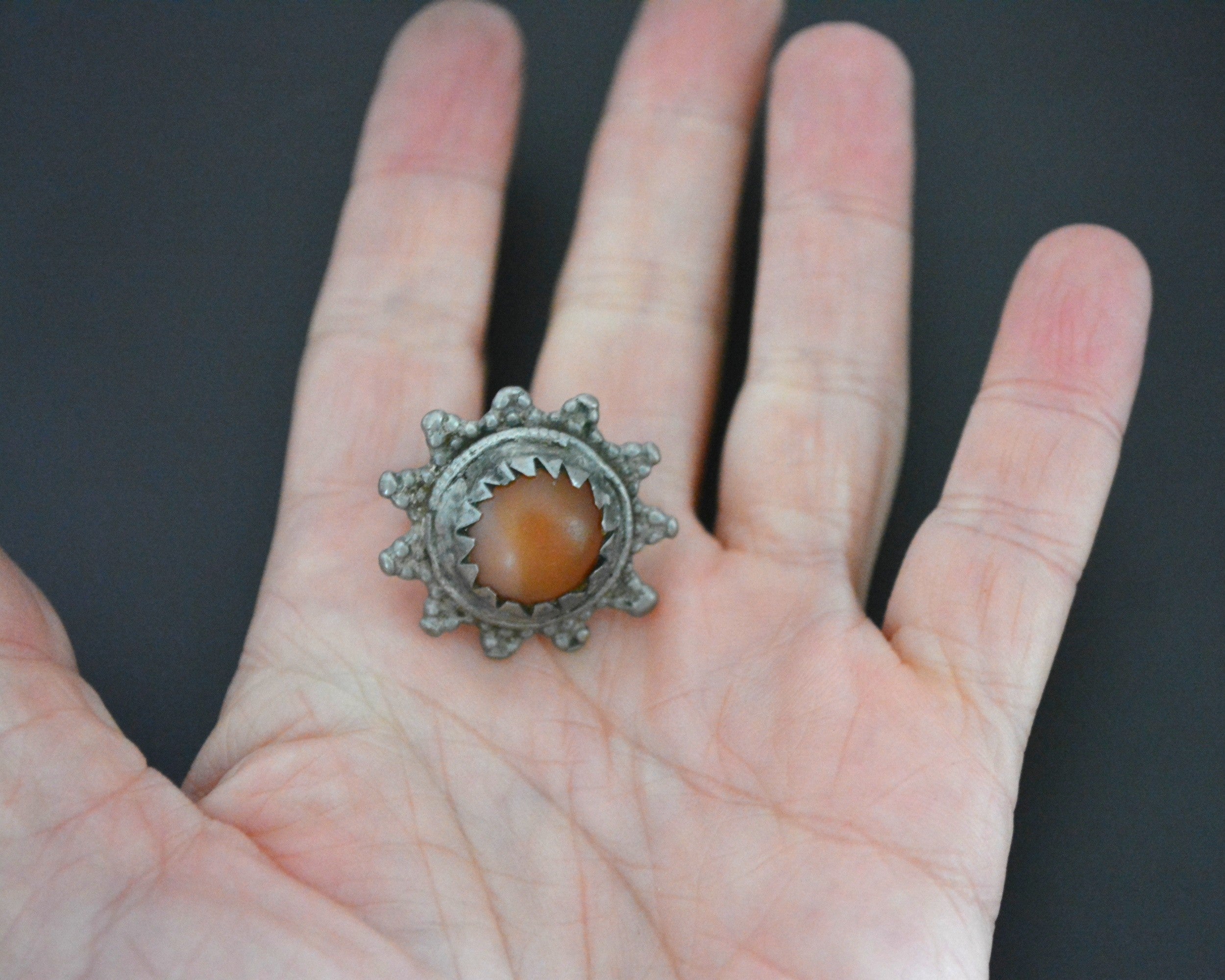 Vintage Afghani Agate Ring - Size 7.5