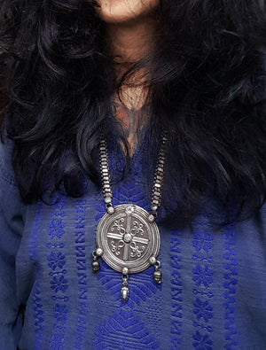 Huge Rajasthani Silver Necklace with Amulet