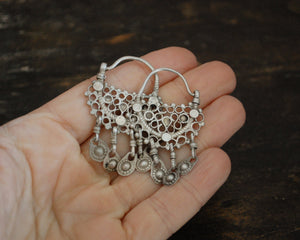 Antique Afghani Hoop Earrings with Tassels