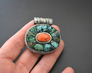 Tibetan Gau Box with Coral and Turquoise