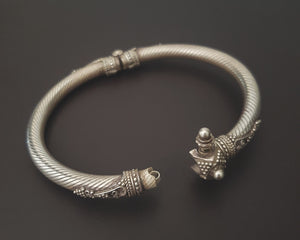 Ethnic Indian Silver Bracelet - Hinged