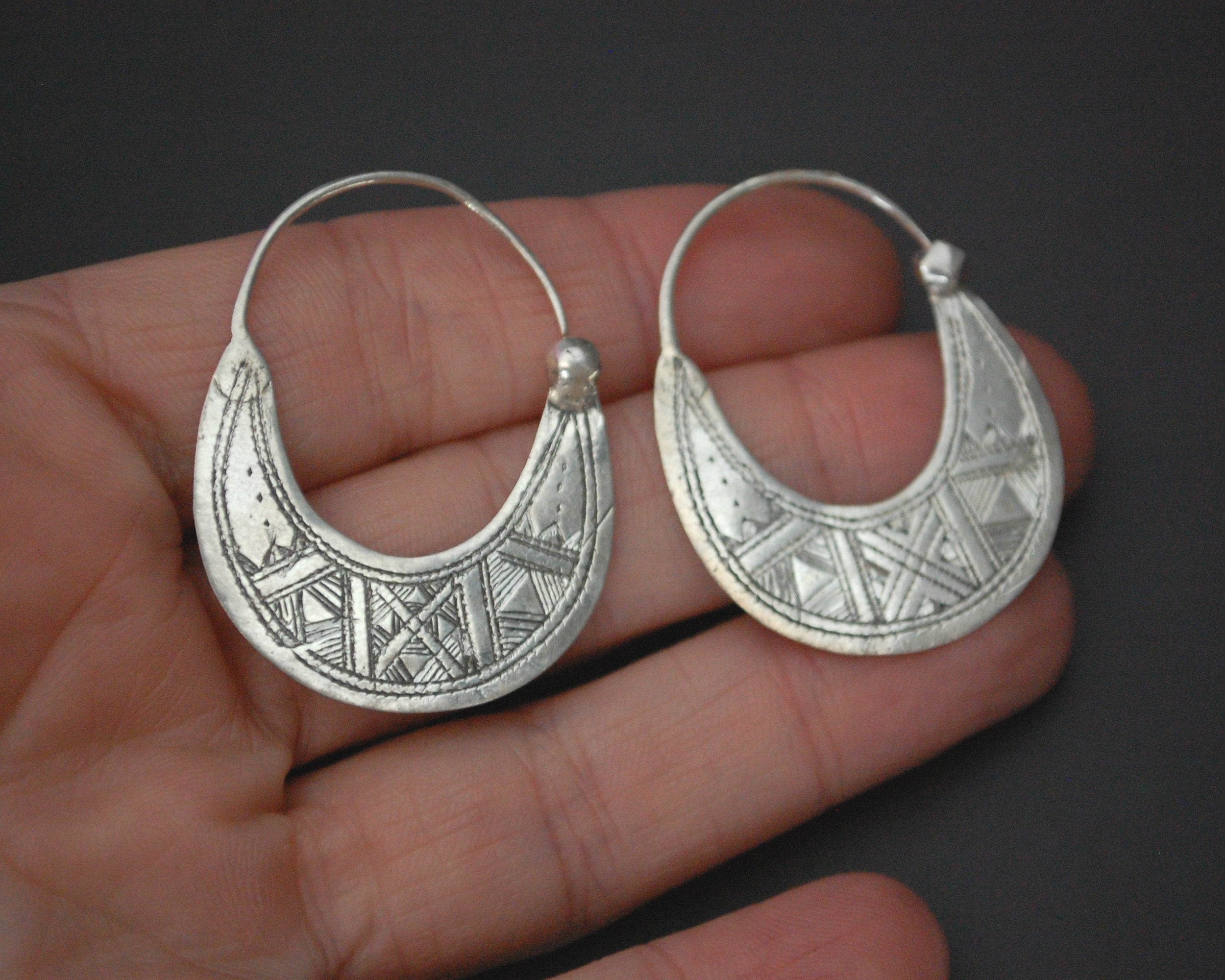 Tuareg Hoop Earrings with Carvings