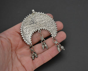 Old Crescent Talisman Pendant with Arabic Writing