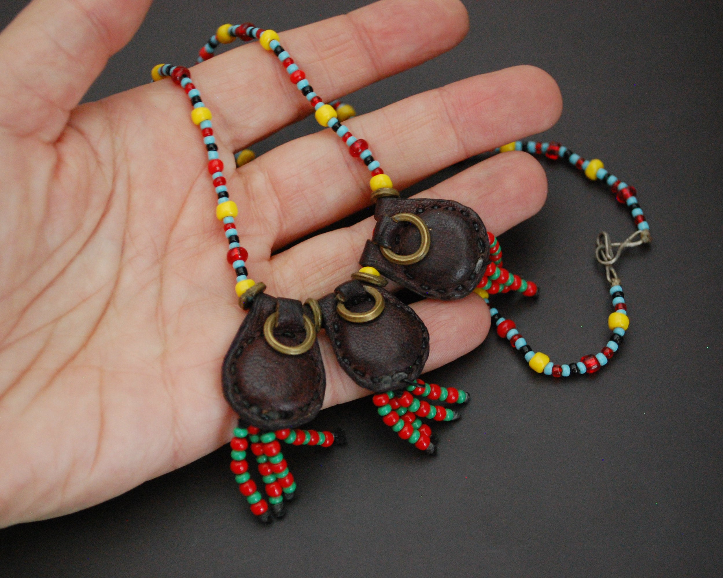 Woodaabe Leather Beaded Necklace