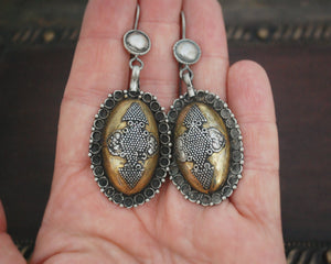 Kazakh Style Silver Gilded Dangle Earrings