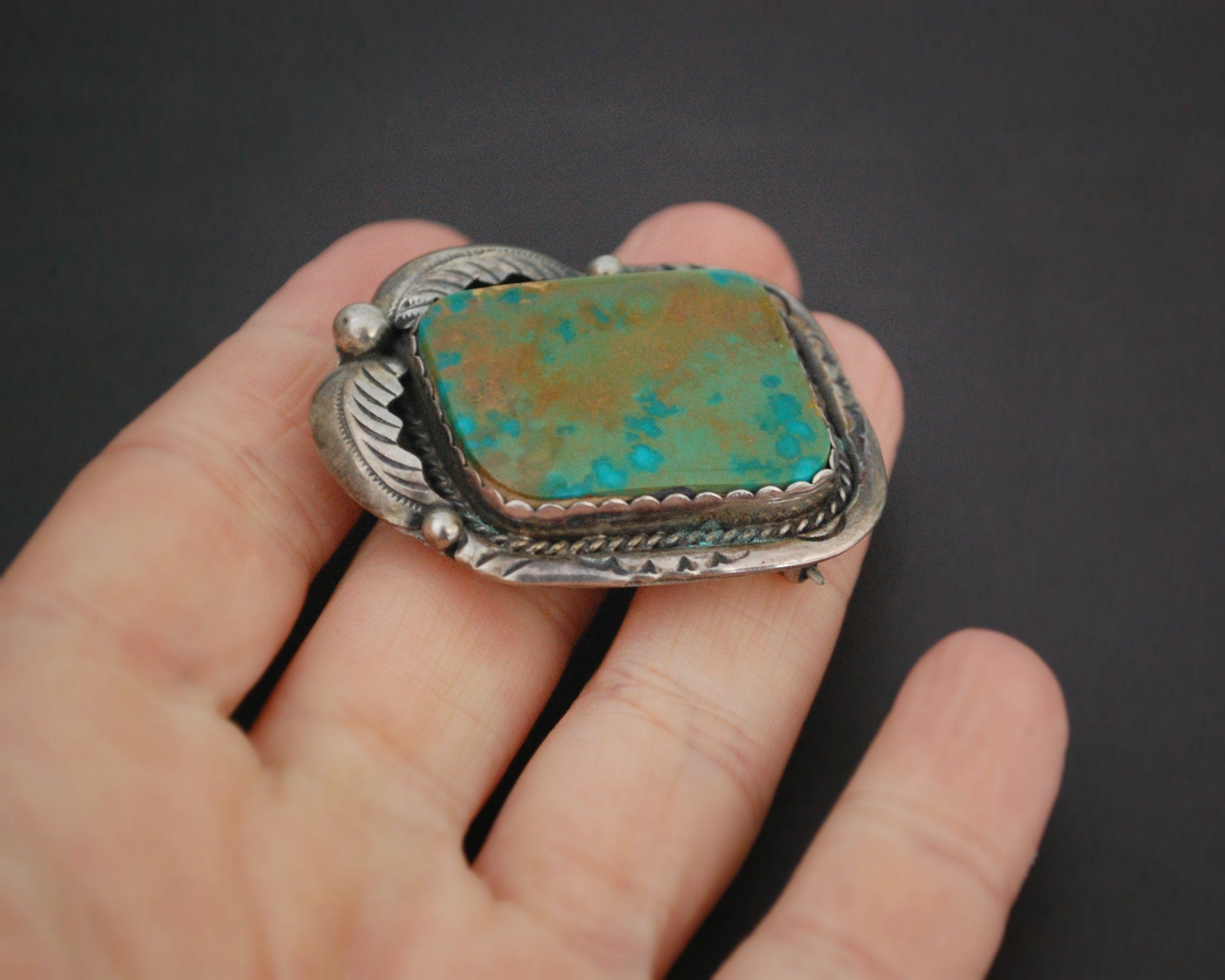 Old Navajo Turquoise Pendant Brooch
