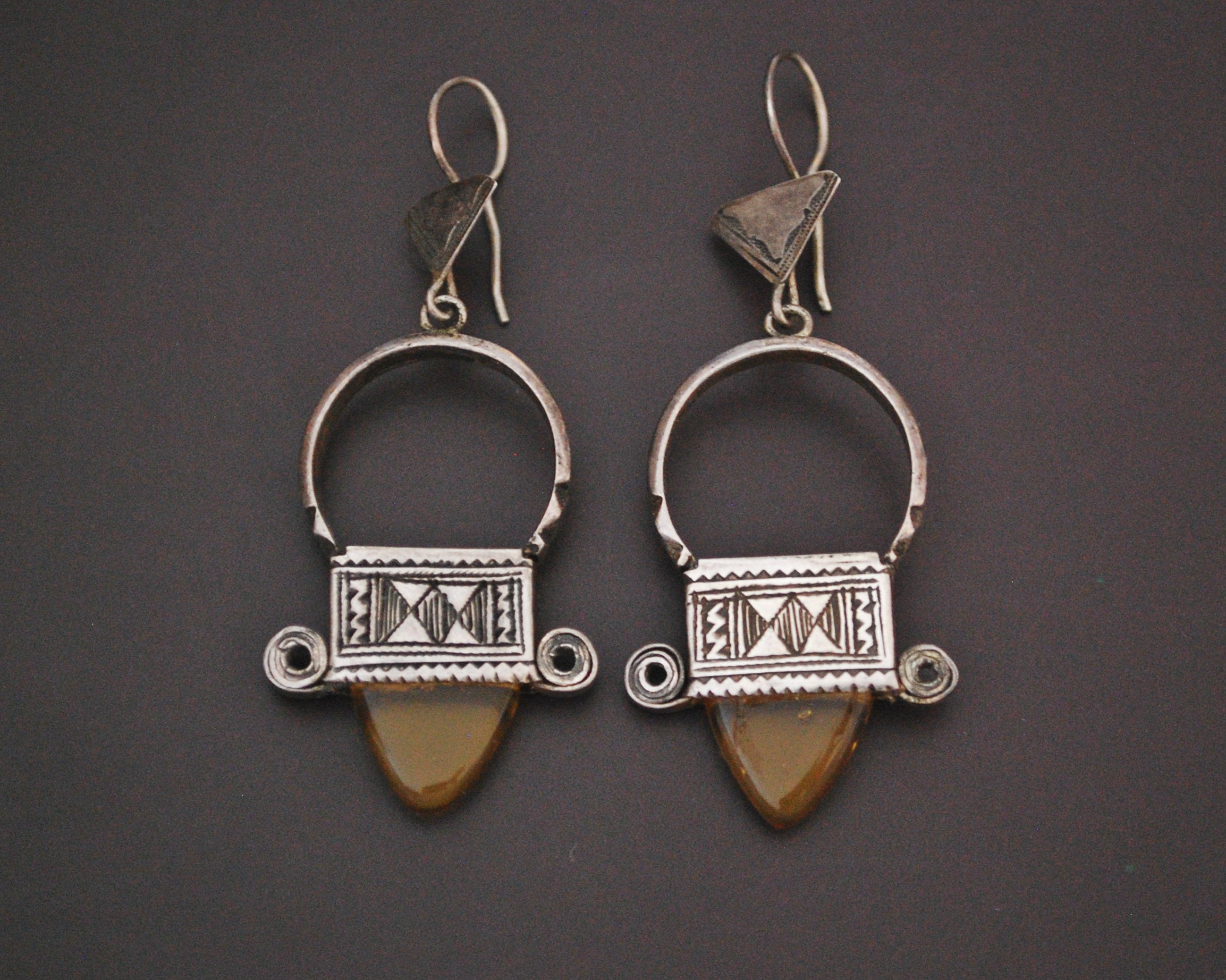 Tuareg Earrings with Yellow Glass