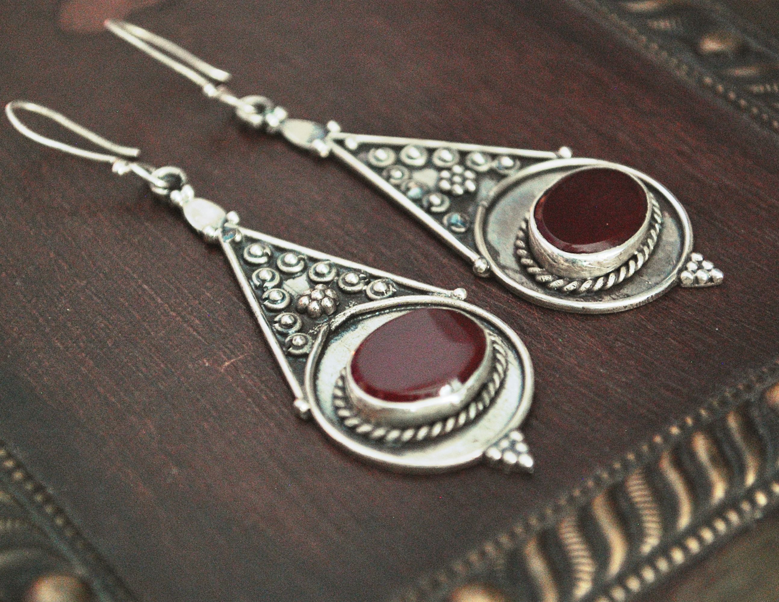 Ethnic Carnelian Earrings from India