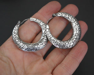 Nepali Hoop Earrings with Flowers - MEDIUM