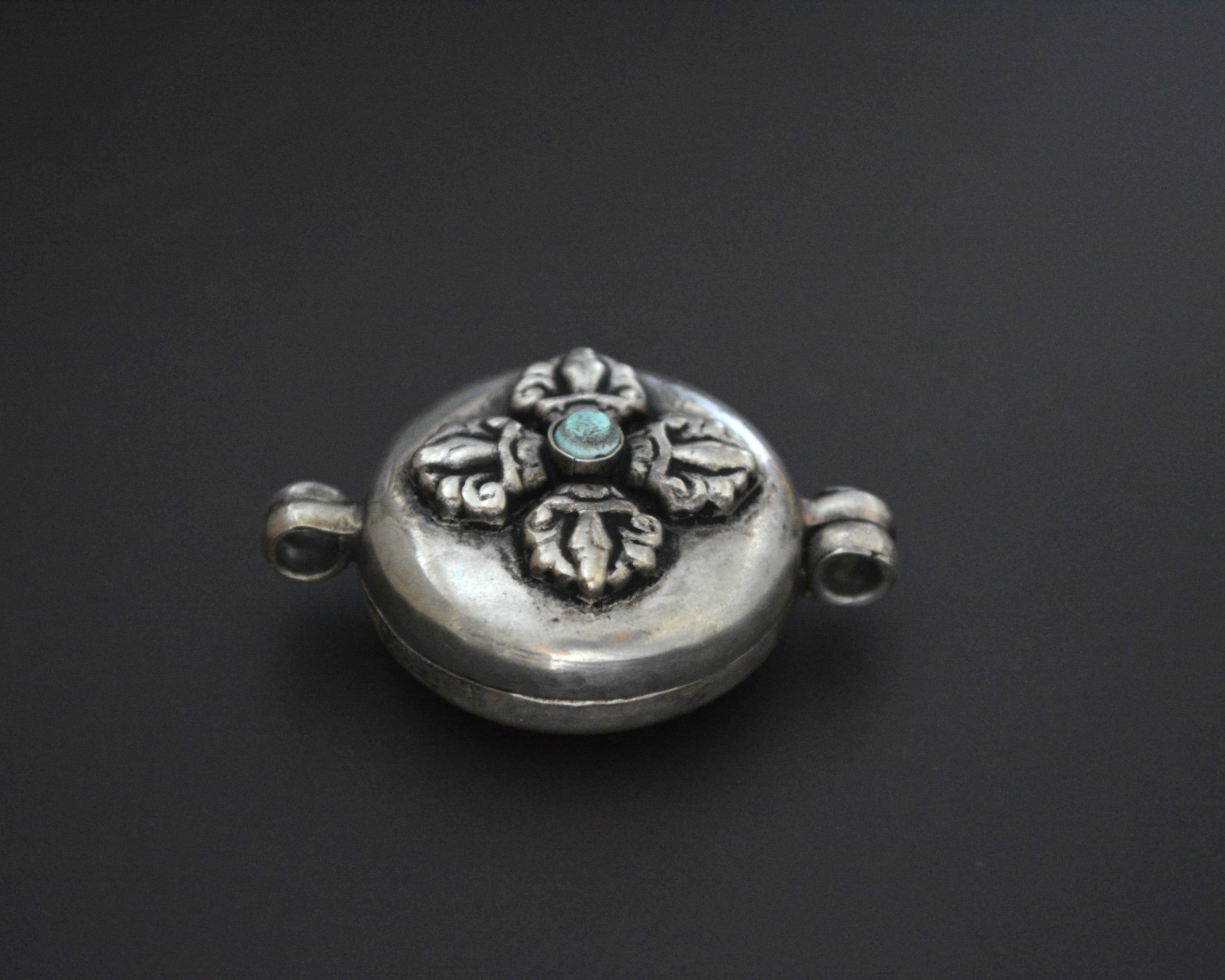 Nepali Gau Box Pendant with Turquoise
