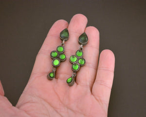 Rajasthani Earrings with Green Glass