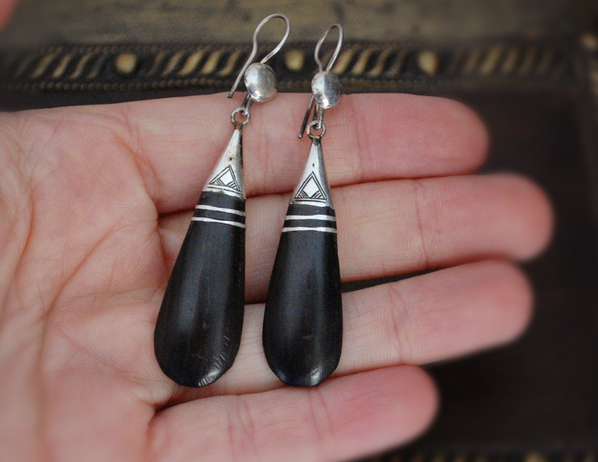 Tuareg Silver Ebony Earrings