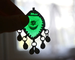 Crescent and Star Glass Pendant from Siwa Oasis Egypt