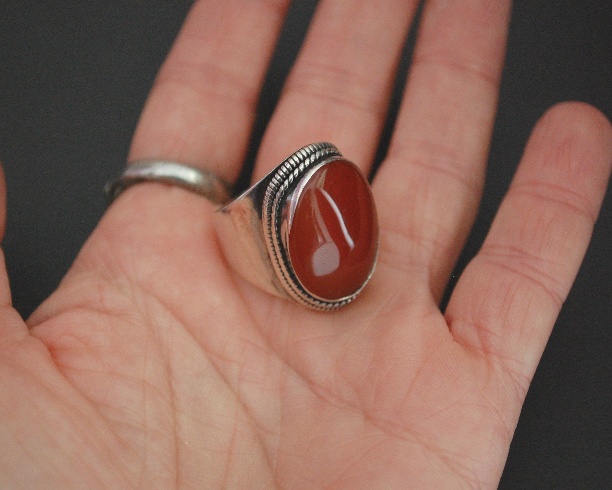 Large Carnelian Ring from India - Size 8