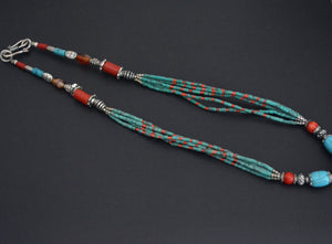 Vintage Nepali Turquoise Coral Necklace