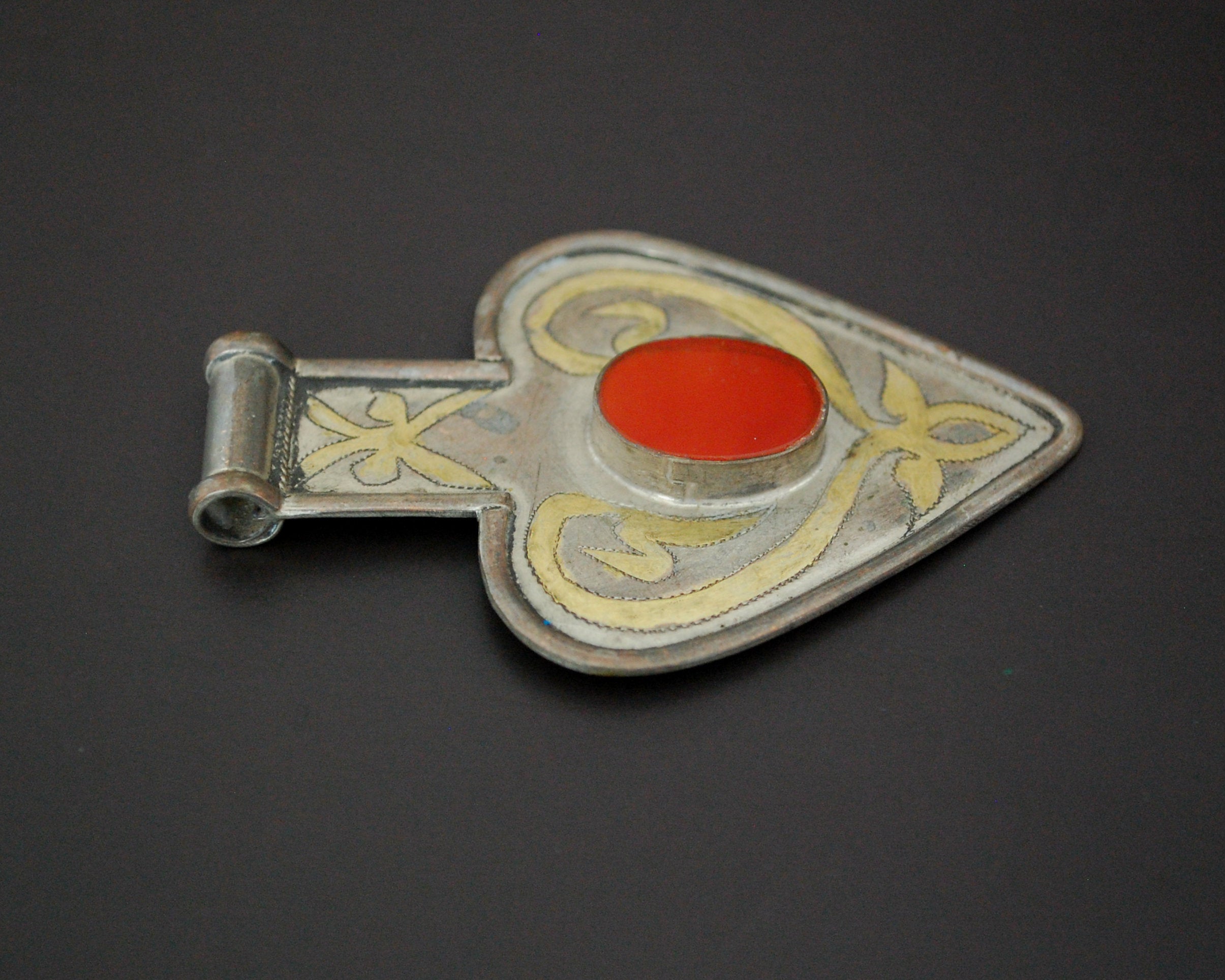 Turkmen Gilded Asyk Pendant with Carnelian