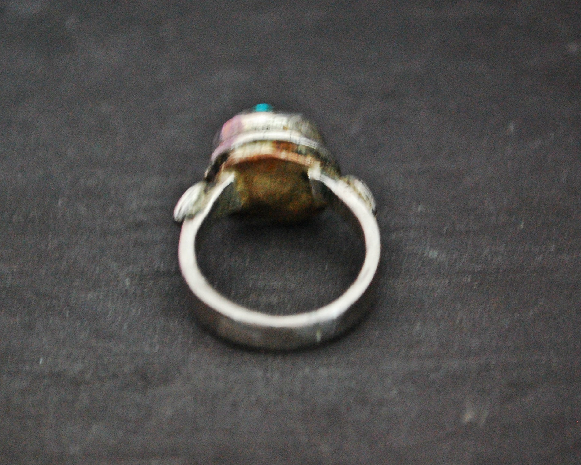 Antique Tibetan Turquoise Nugget and Coral Ring - Size 5