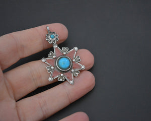 Pretty Uzbek Turquoise and Enamel Star Pendant