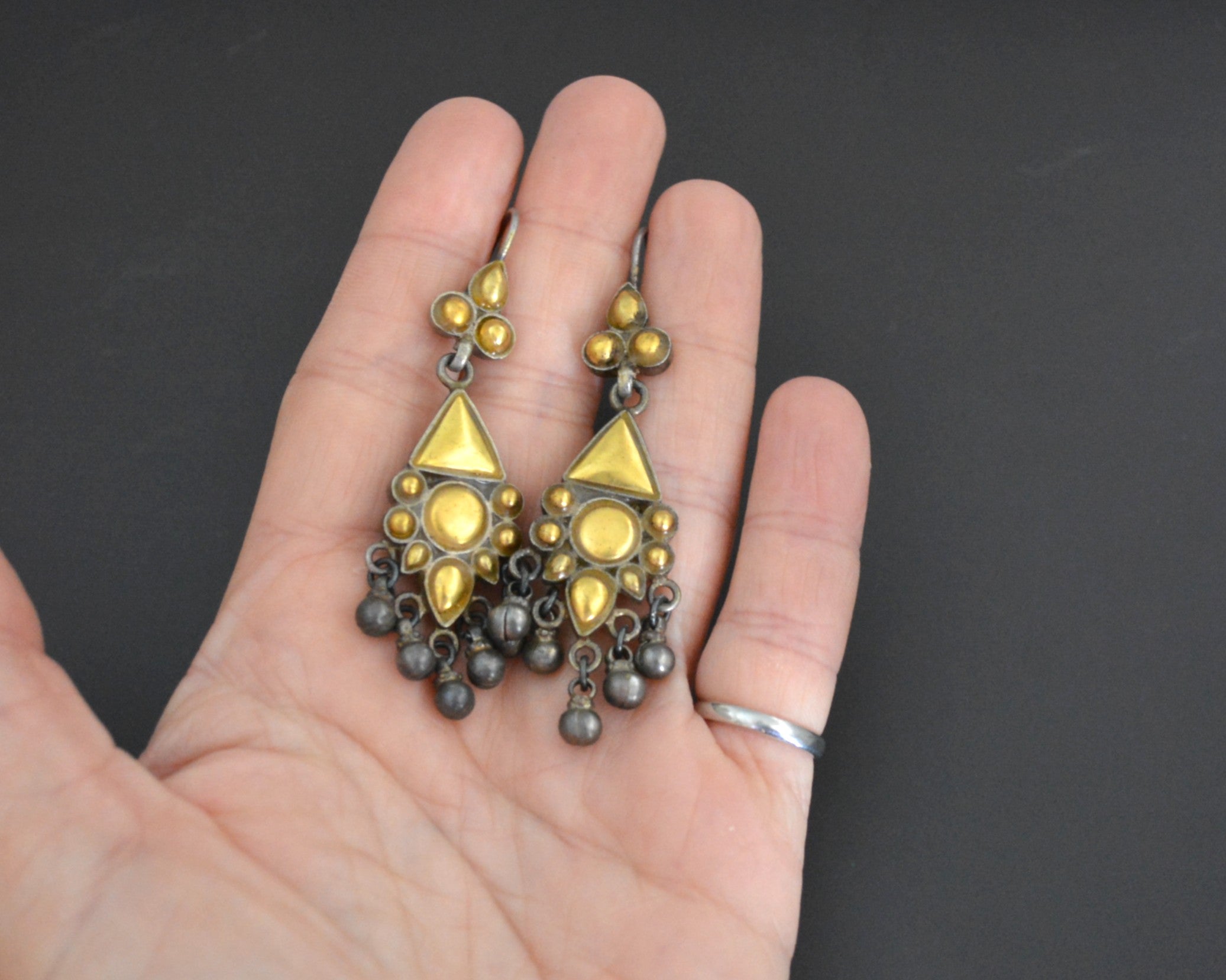 Rajasthani Silver Gilded Dangle Earrings
